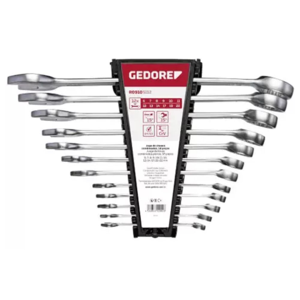 Jogo de Chave Combinada de 6 a 32 mm com 15 Peças Gedore Red