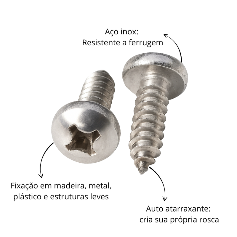 Parafuso Auto Atarraxante Panela Philips 100 Peças - 4,2x38